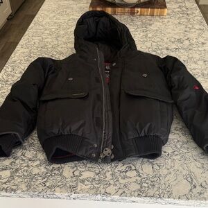 Girls J Whistler Black Puffer Hooded Bomber Jacket